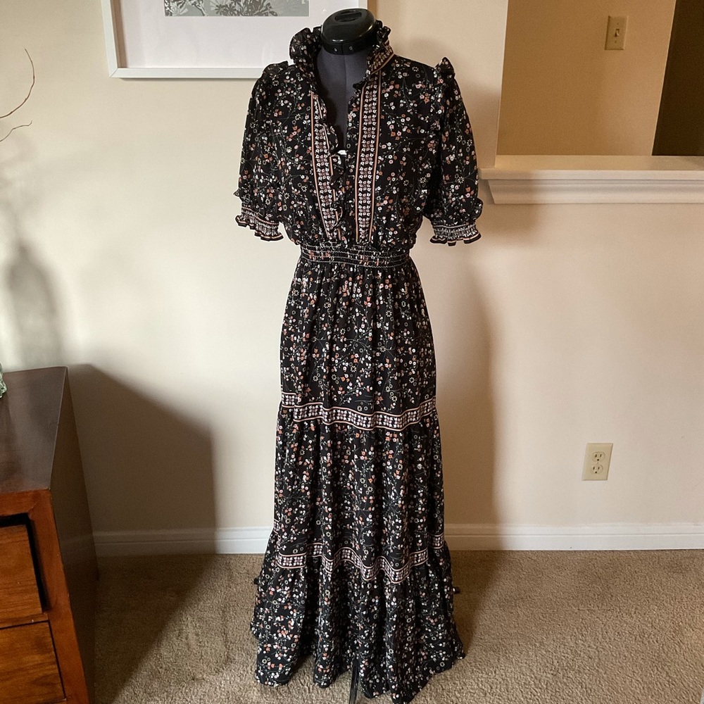 MAX Studio black maxi dress with ruffles NWT